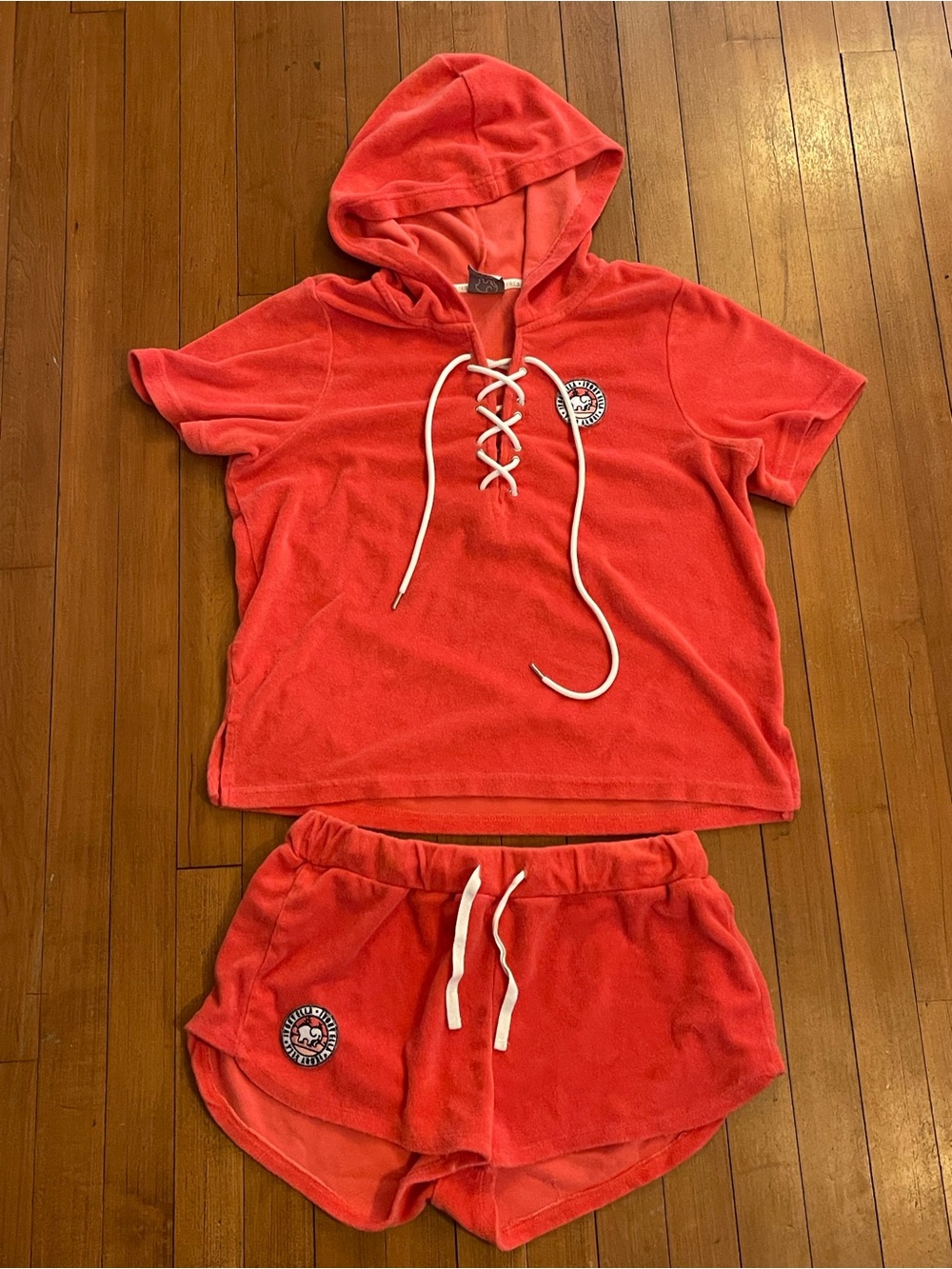 ivory ella Coral Hooded Short Set